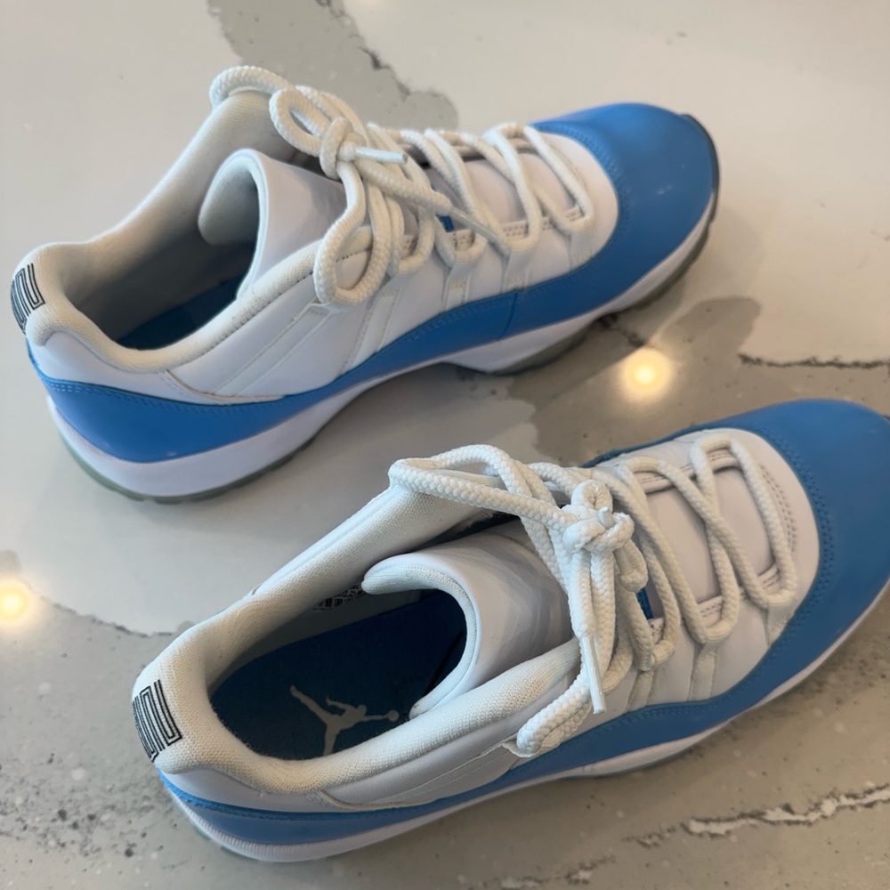 Jordan Low-Top Athletic Sneakers in White and Light Blue